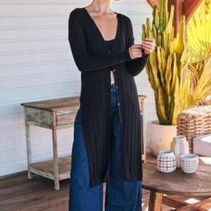 Free People Spotlight Black Long Sleeve Cardigan